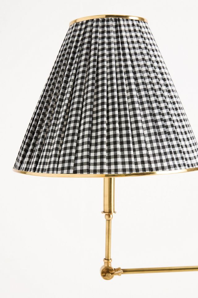 Lee Ruched Articulating Printed Shade Brass Floor Lamp