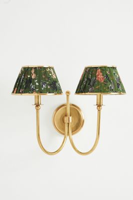 Lee Double-Articulating Shaded Brass Sconce Wall Light 