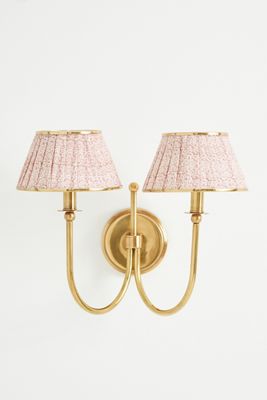 Lee Double-Articulating Shaded Brass Sconce Wall Light 