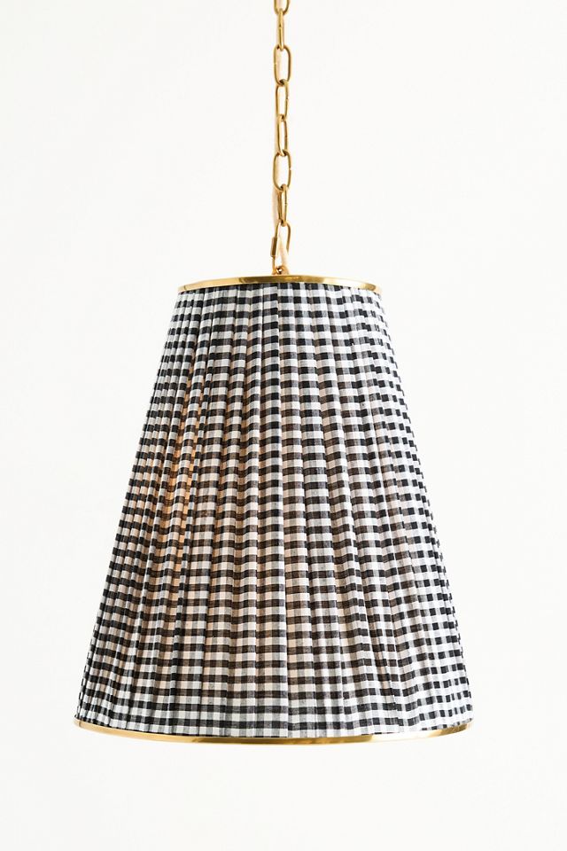 Lee Ruched Printed Shade Brass Tall Ceiling Light #3