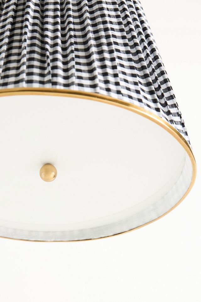 Lee Ruched Printed Shade Brass Tall Ceiling Light #4