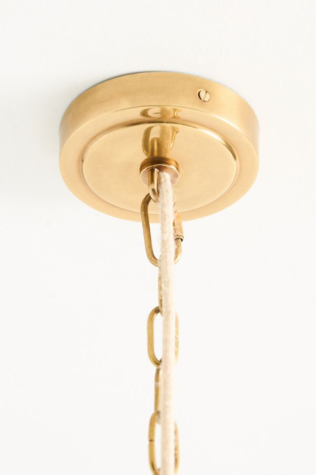 Lee Ruched Printed Shade Brass Tall Ceiling Light #5