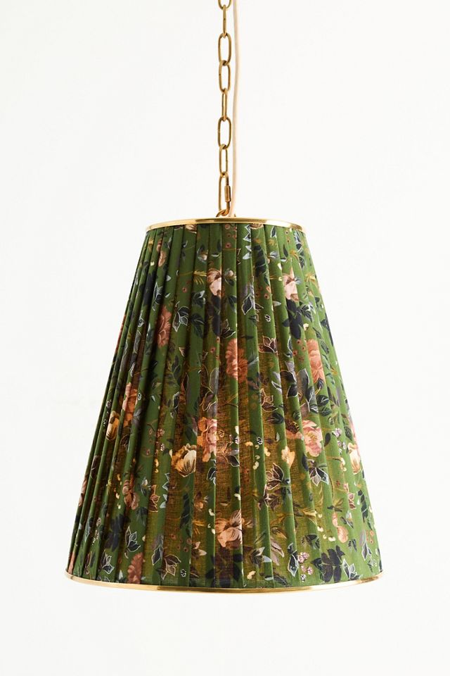 Lee Ruched Printed Shade Brass Tall Pendant #2