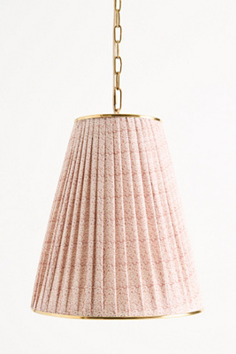 Anthropologie Lee Ruched Printed Shade Brass Tall Pendant