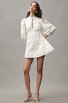 BHLDN Long-Sleeve High-Neck Floral A-Line Mini Dress