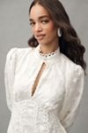 BHLDN Long-Sleeve High-Neck Floral A-Line Mini Dress