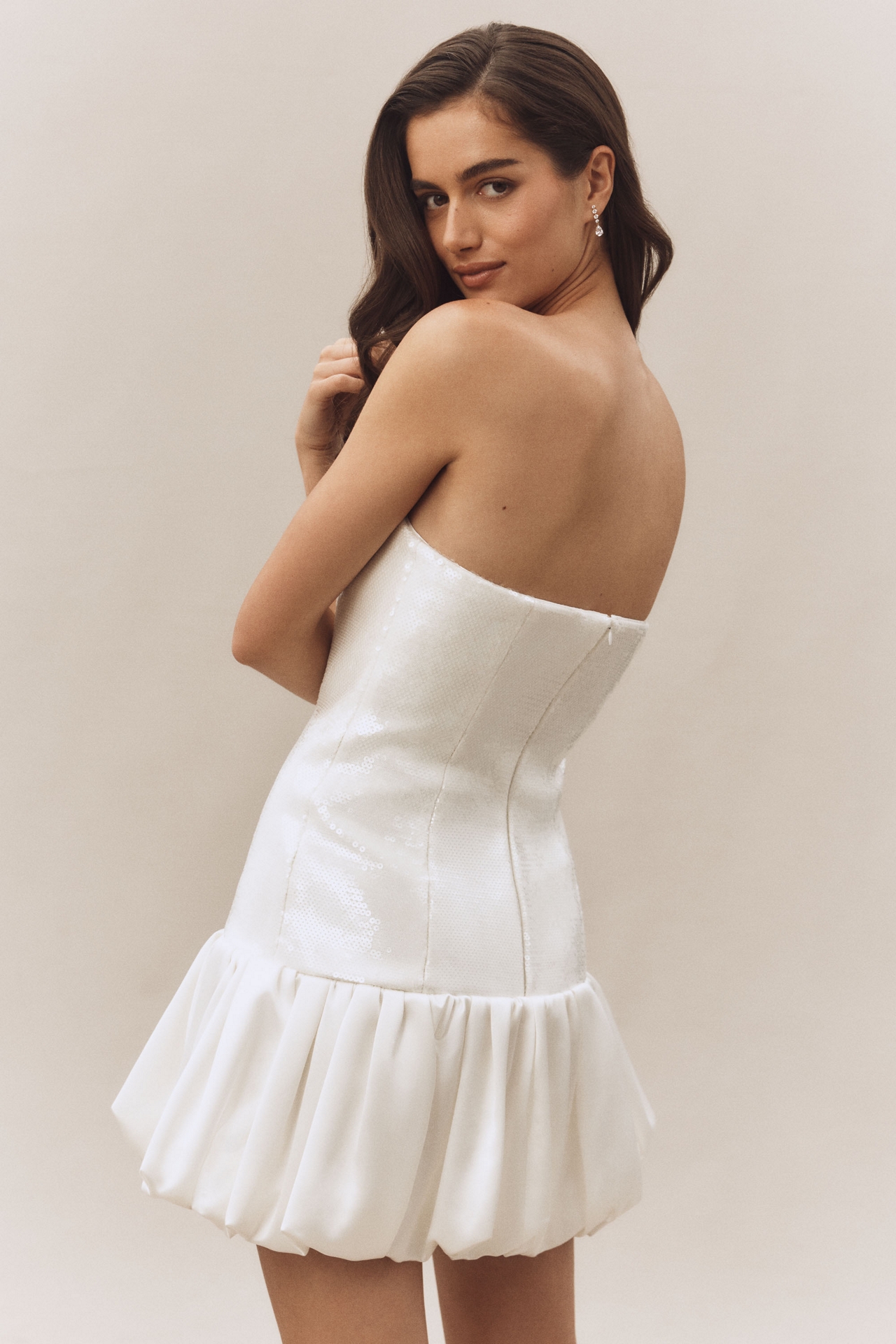 Retrofete Anika Sequin Bubble-Hem Mini Dress
