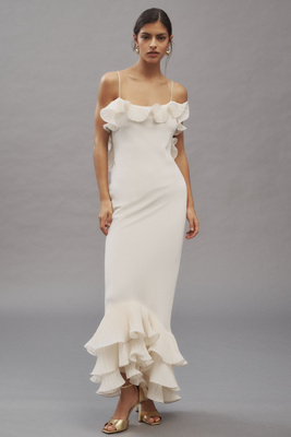 Shop Delfi Collective Delina Ruffled Open-back Maxi Dress