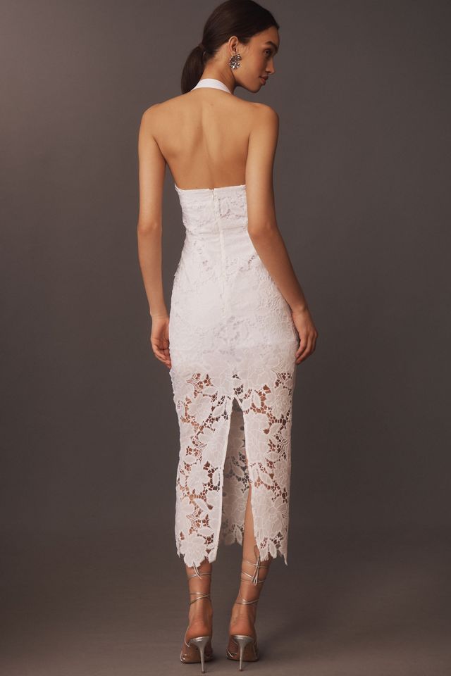 Delfi Collective Galina Halter Lace Eyelet Midi Dress #1