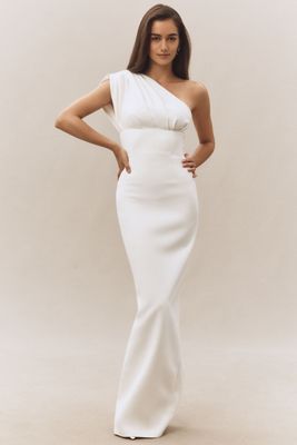 Rachel Gilbert Winnie Ruched One-Shoulder Maxi Dress