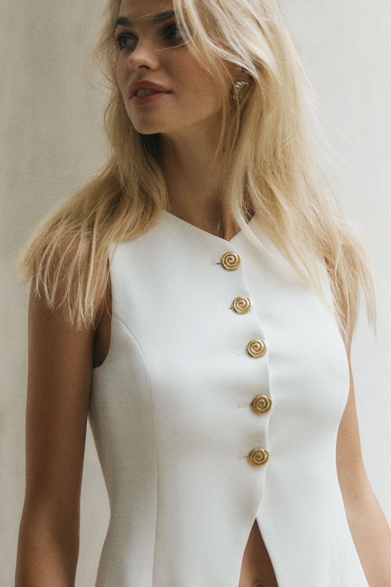 Delfi Collective Kelsey Buttondown Vest & Mini Skirt Set