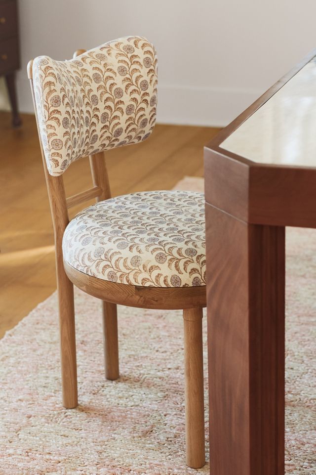 Irie Leora Block-Print Oak Wood Dining Chair | AnthroHome
