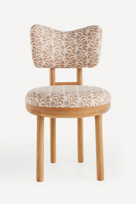 Anthropologie Irie Leora Block-print Oak Wood Dining Chair In Neutral