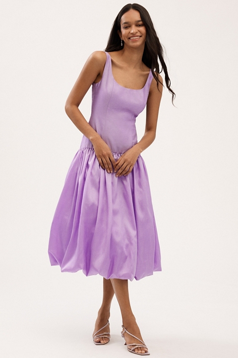 Hutch Natalia Scoop-Neck Drop-Waist Bubble-Hem Midi Dress