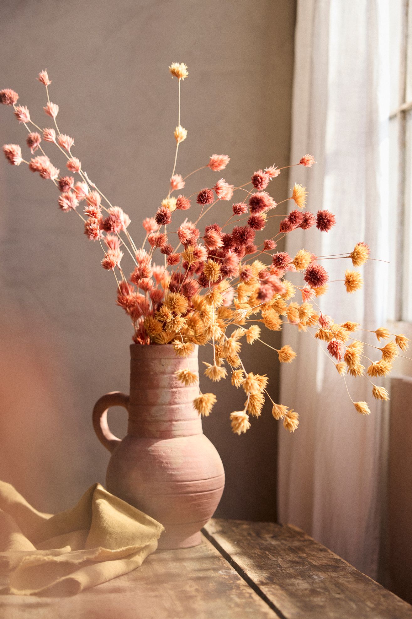 Dried Weeping Bamboo Bunch - Orange Pattern, One Size