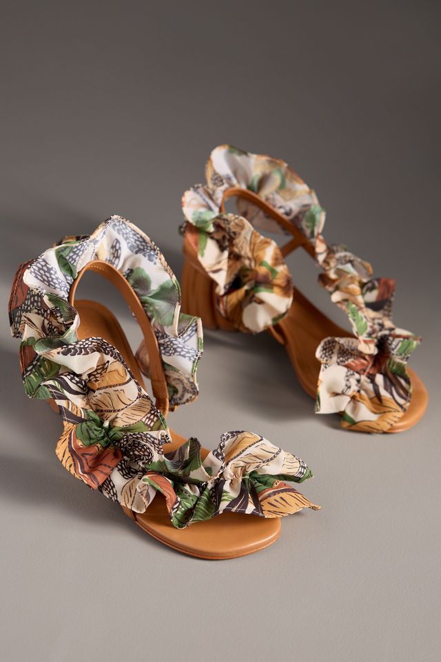 Farm Rio Ruffle Monstera Heeled Sandals #1
