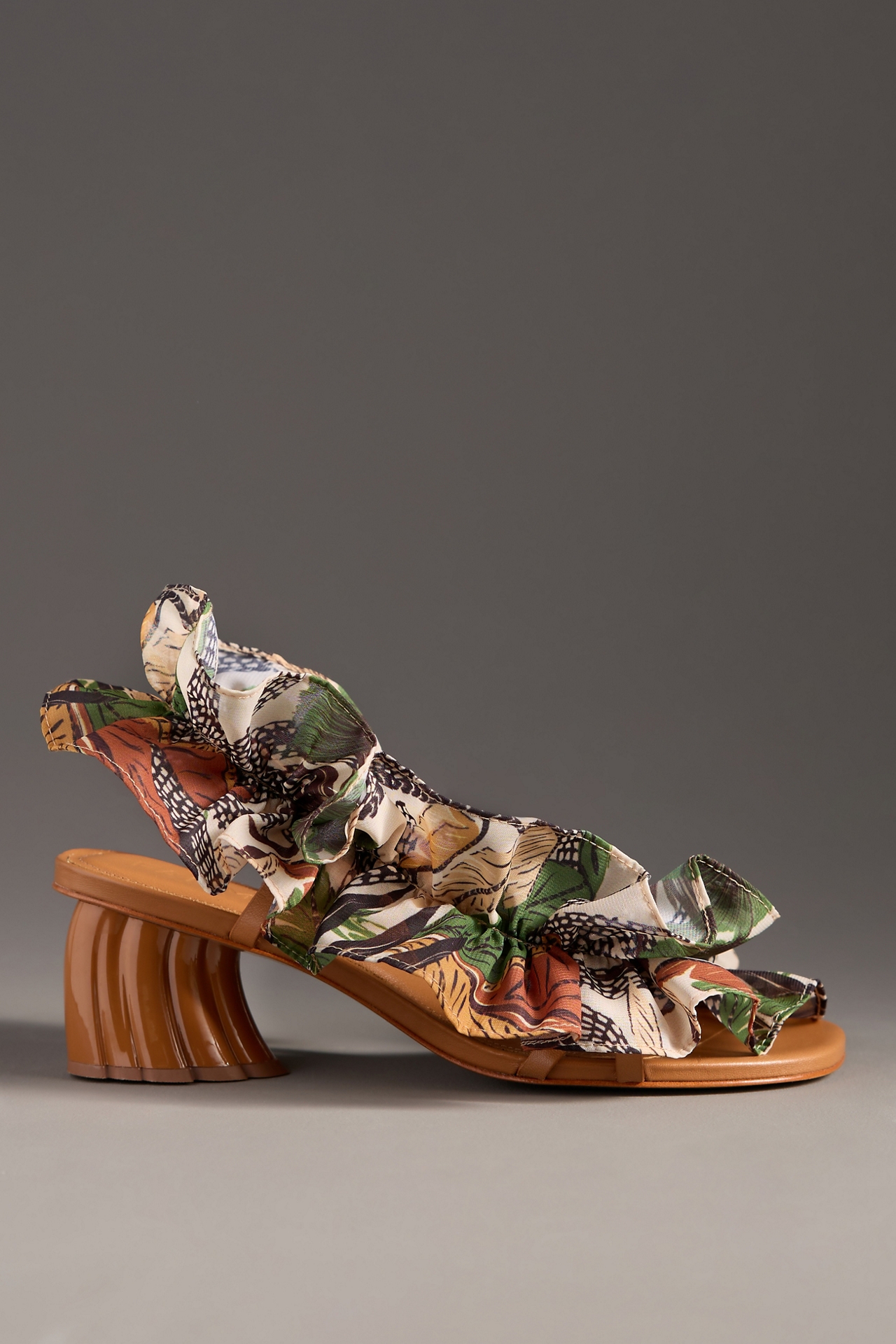 Farm Rio Ruffle Monstera Heeled Sandals
