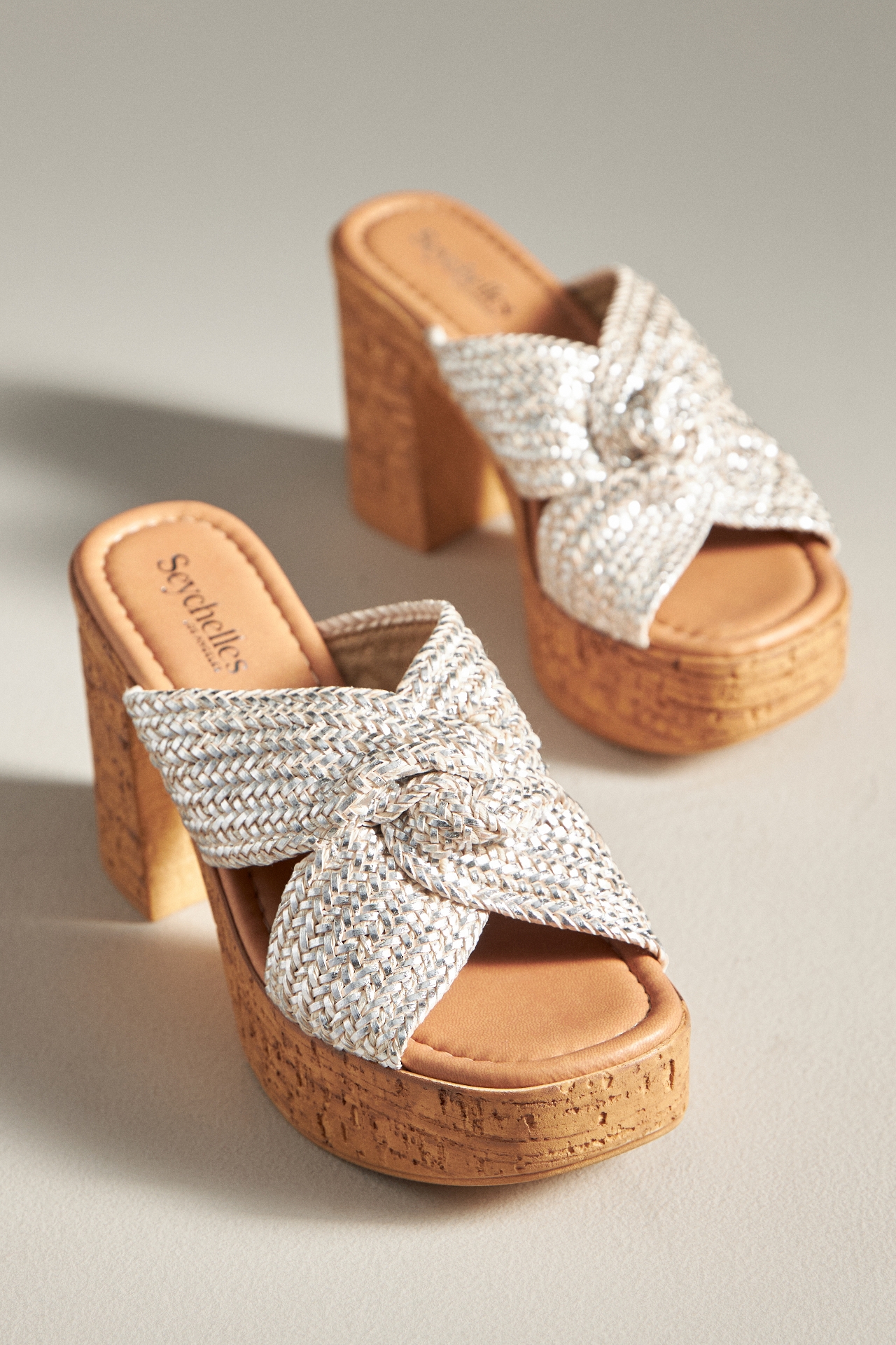 Schutz Adorned Cork-Bottom Platform Heels