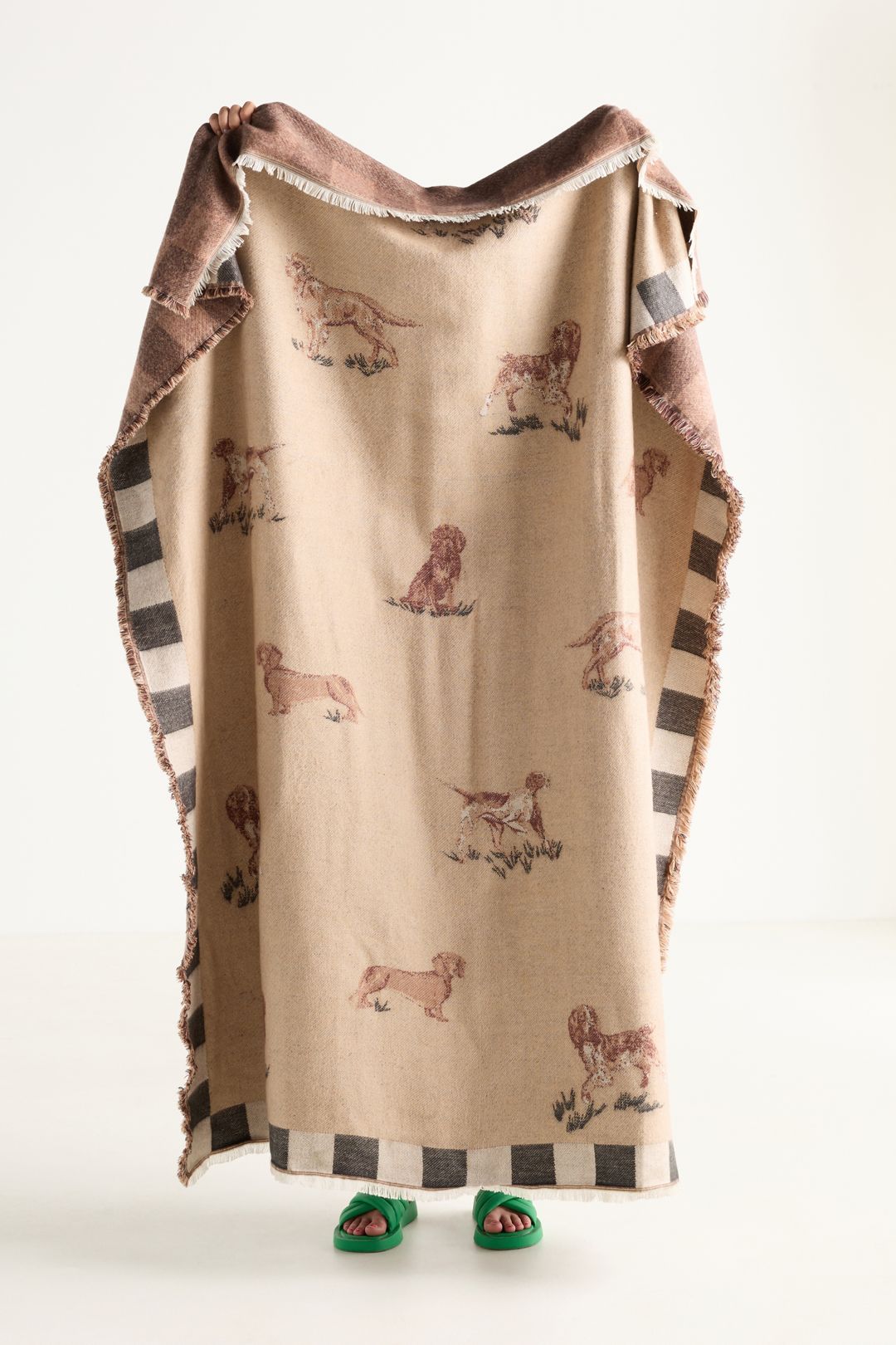 Woven Jacquard Patterned Throw Blanket - Neutral Dog, 50" x 70"