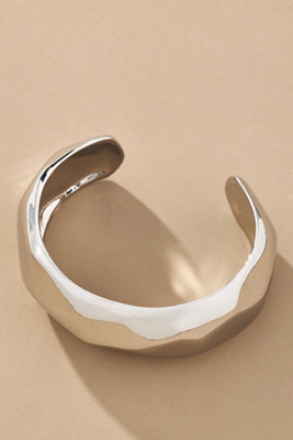 By Anthropologie Thick Hammered Cuff Bracelet In Silver