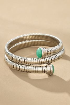 By Anthropologie Herringbone Spiral Bracelet In Silver