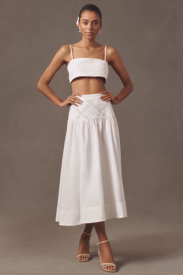 Hemant & Nandita Linen Blend Crop Lace Bustier Top #5