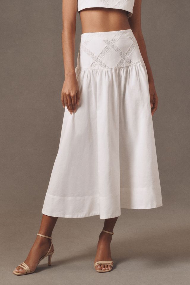 Hemant & Nandita Linen Blend Lace Patch Midi Skirt #3