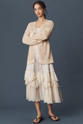 By Anthropologie Shell-Embellished Cardigan Sweater