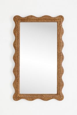 Wallie Wavy Woven Scallop Rattan Wall Mirror