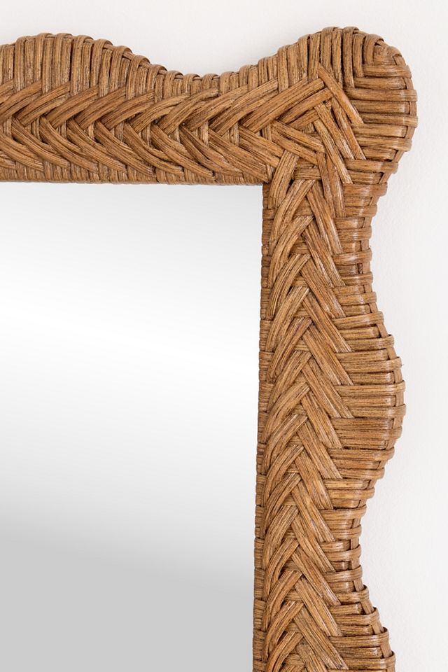 Wallie Scalloped Rattan Wall Mirror