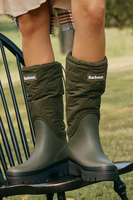 Barbour Marine Quilted Wellington Boots In Green