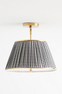 Lee Brass 16" Ruched Printed Semi-Flush Mount Light