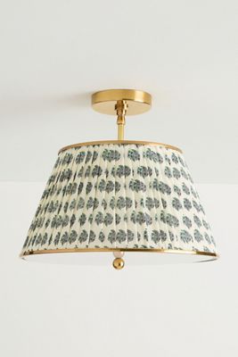 Lee Brass 16" Ruched Printed Semi-Flush Mount Light