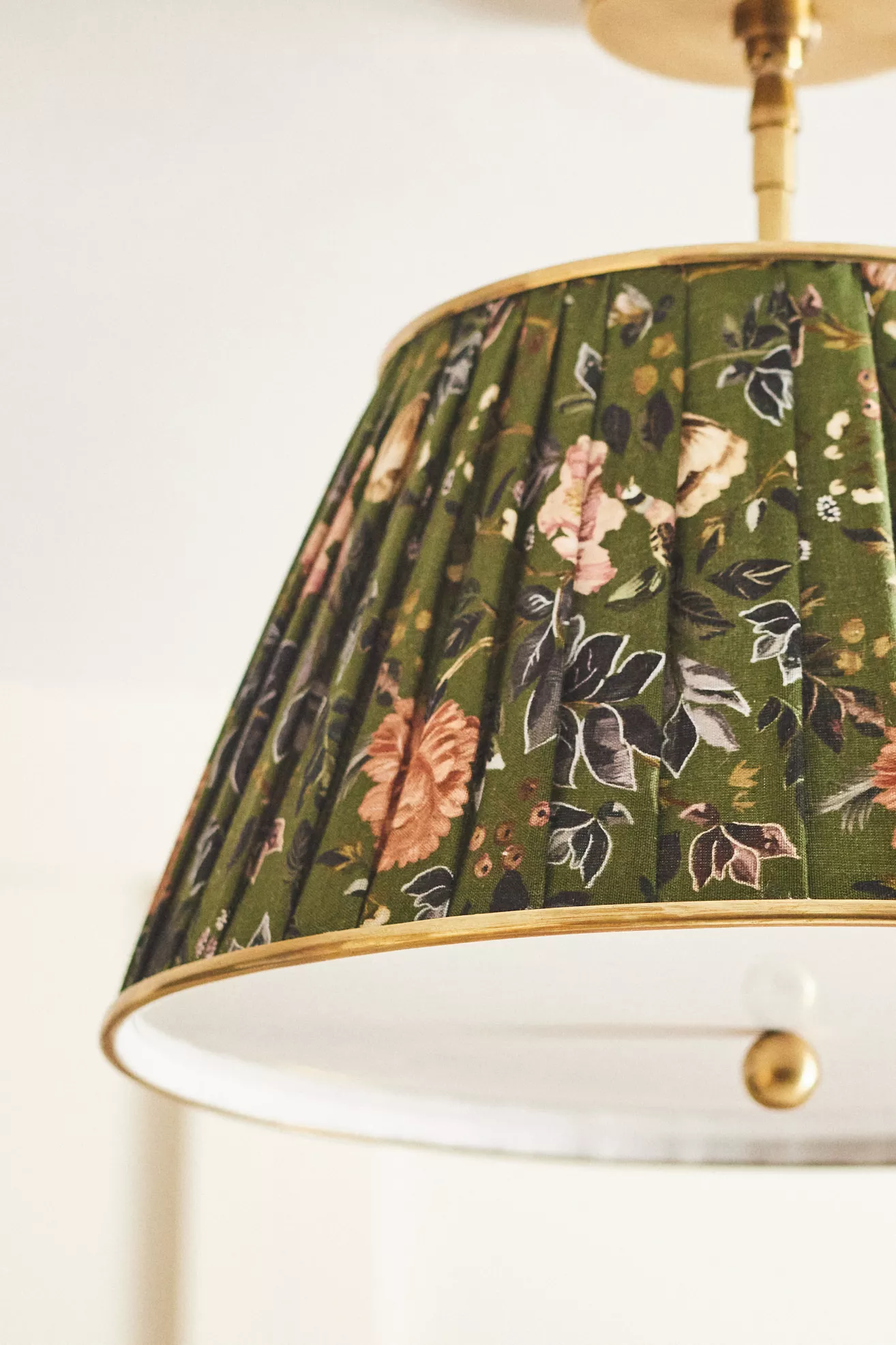 Lee Brass 16" Ruched Printed Semi-Flush Mount Light - thumbnail 2