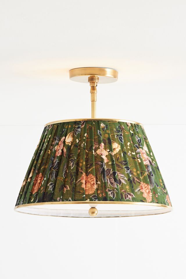 Lee Brass 16" Ruched Printed Semi-Flush Mount Light