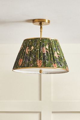 Lee Brass 16" Ruched Printed Semi-Flush Mount Light