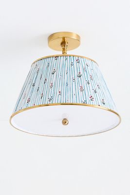 Lee Brass 16" Ruched Printed Semi-Flush Mount Light