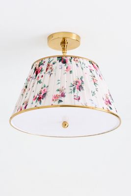 Lee Brass 16" Ruched Printed Semi-Flush Mount Light