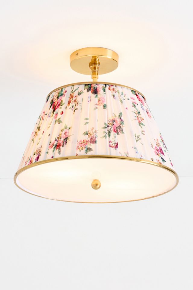 Lee Brass 16" Ruched Printed Semi-Flush Mount Light #1