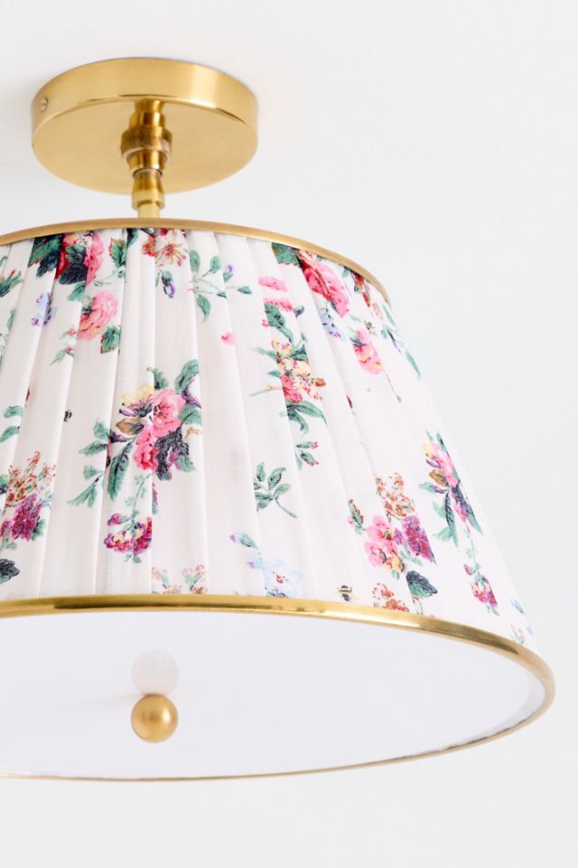 Lee Brass 16" Ruched Printed Semi-Flush Mount Light #2