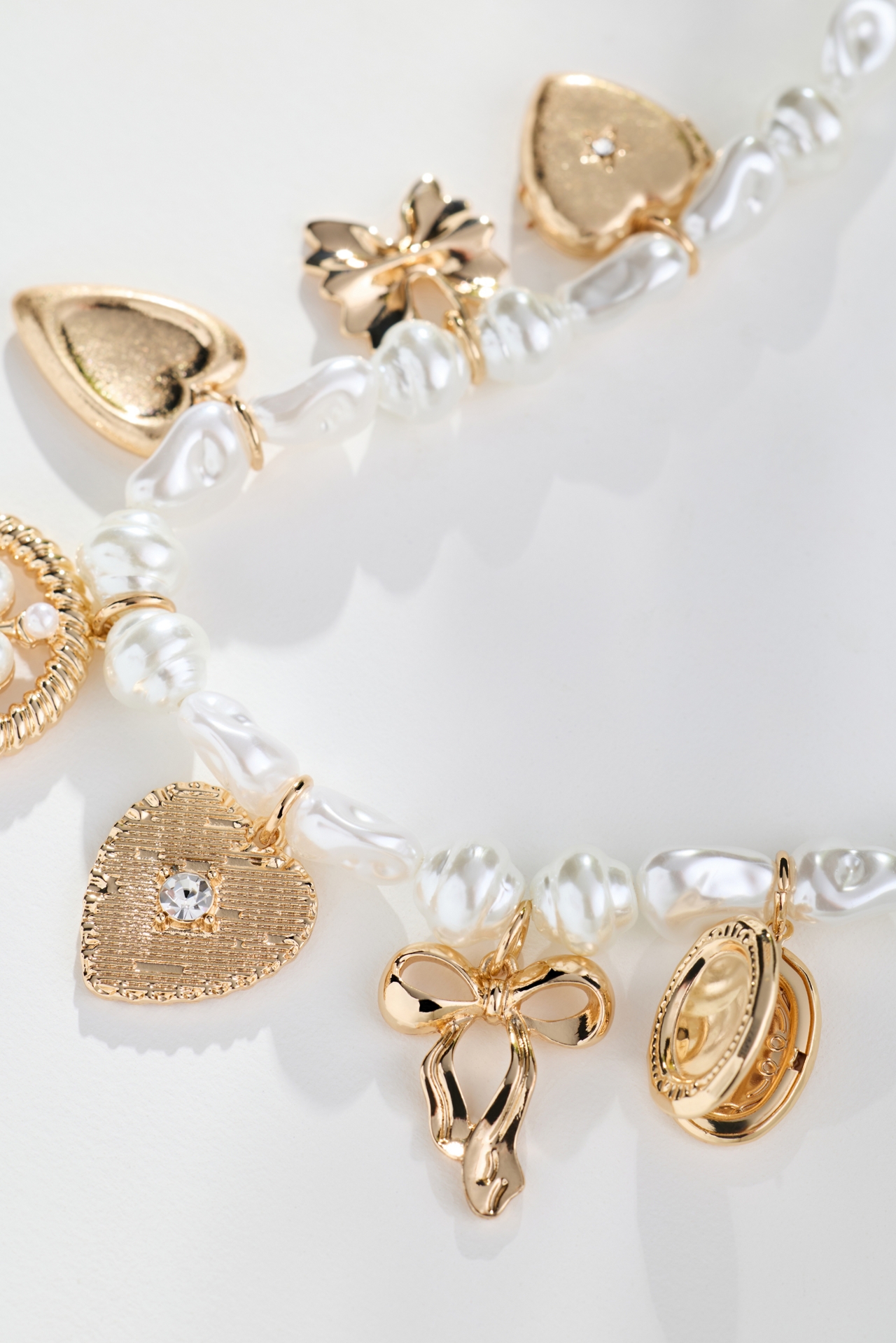 Multi Charm Pearl Necklace