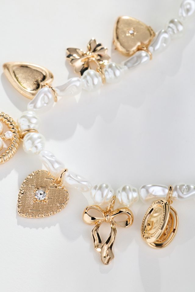 Multi Charm Pearl Necklace #1
