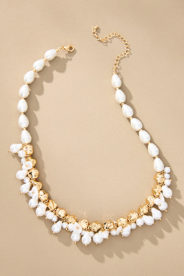By Anthropologie Beaded Pearl Necklace In White