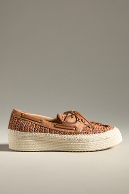 Dolce Vita Lambo Raffia Platform Boat Shoes In Brown