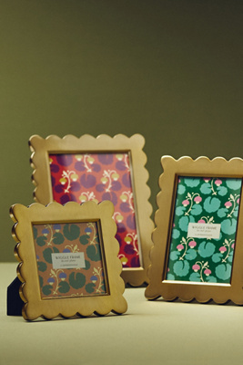 Anthropologie Handpainted Brass Wiggle Photo Frame In Gold