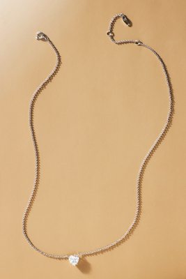 Shop Nadri Modern Love Heart Necklace In Silver
