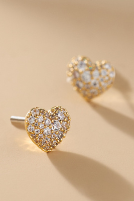Nadri Cubic Zirconia Heart Stud Earrings In 18k Gold Plated In Gold