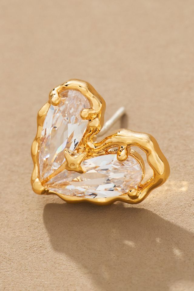 Crystal Heart Post Earrings #1