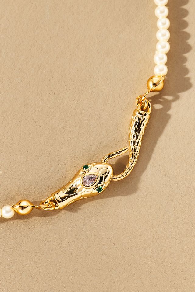 Snake Hook Delicate Pearl Necklace #1