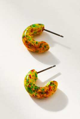By Anthropologie Splatter Paint Small Hoop Earrings In Yellow